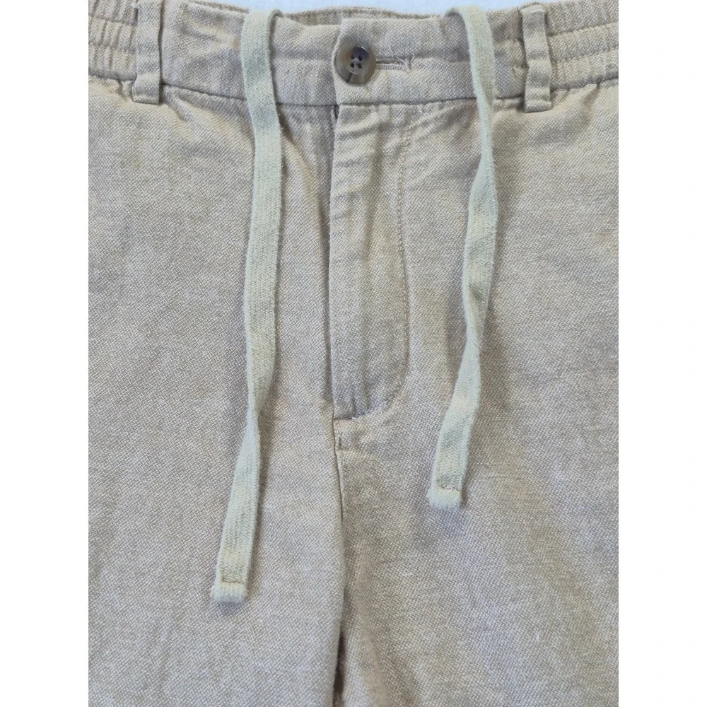 Banana Republic Athletic Linen Blend Pants Mens 31x32 Tan Drawstring Tapered Leg